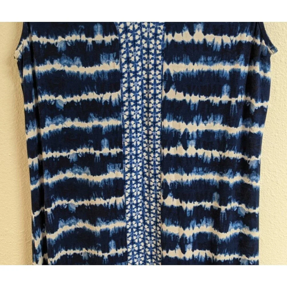 TOMMY BAHAMA Oliana Stripe Tie Dye Blue/White Viscose Spandex Shift Dress M - Picture 4 of 13